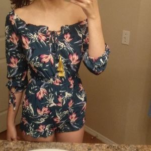 Off the shoulder floral romper (small)